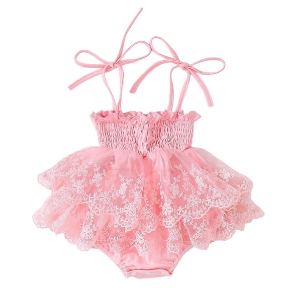 NOLDARES Newborn Baby Girl Bodysuit Sleeveless Halter Frill Romper One-piece Jumpsuit Summer Clothes Set(Pink,18-24 Months)