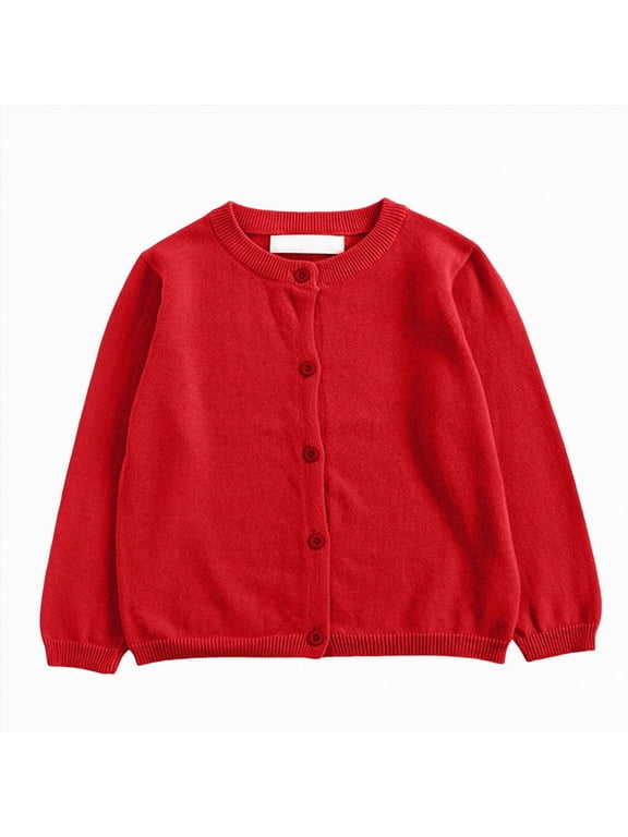 Newborn Baby Girl Boy Cute Long Sleeve Button Up Cardigan Toddler Knit Sweater Infant Fall Winter Clothes(Red,3-4 Y)