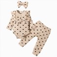 thumbnail image 1 of NOLDARES Newborn Baby Girl Clothes Infant Girls Floral Love Heart Printed Romper and Ruffle Pants Sets 4pcs Winter Fall Outfits(Q066-Khaki), 1 of 6