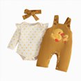 thumbnail image 1 of NOLDARES Newborn Baby Girl Clothes Romper Pants Headband 3Pcs Long Sleeve Fall Winter Outfits 0 3 6 9 12 18 24 Months Soft Set,Yellow,6-12 M, 1 of 9
