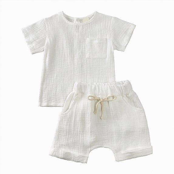 NOLDARES Newborn Baby Girl Clothes Set Short Sleeve Letter Tops Casual Toddler Shorts Set Infant Girl Summer Outfit(White,6-9 Months)
