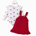 thumbnail image 1 of NOLDARES Newborn Baby Girl Clothes Toddler Long Sleeve Ruffle Romper Top Infant Skirt Set Little Girl Overall Dress(Red,3-6 M), 1 of 5