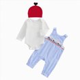 thumbnail image 1 of NOLDARES Newborn Baby Girl Fall Winter Clothes Long Sleeve Ribbed Romper Onesie Bowknot Pants Headband 3Pcs Clothing Set(Blue,0-3 M), 1 of 7