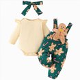 thumbnail image 1 of NOLDARES Newborn Baby Girl Outfits 3 Items Long Sleeve Frill Romper Pants Headband Set Fall Winter Clothes,White,6-9 M, 1 of 9