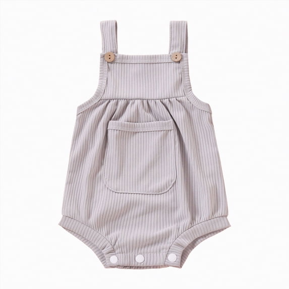 NOLDARES Newborn Baby Girl Romper Knitted Ruffle Sleeve Bodysuit Jumpsuit Toddler Cute Summer Clothes(Grey,12-18 Months)