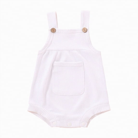 NOLDARES Newborn Baby Girl Romper Knitted Ruffle Sleeve Bodysuit Jumpsuit Toddler Cute Summer Clothes(White,9-12 Months)