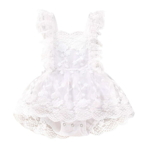 NOLDARES Newborn Baby Girl Sleeveless Embroidery Rompers Summer Clothes Cotton Bodysuit with Headband(White,3-6 Months)
