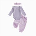 thumbnail image 1 of NOLDARES Newborn Infant Baby Girl Outfits Ruffle Print Long Sleeve Romper Bodysuit Tops Pants Set Cute Fall Winter Clothes(Light Purple,0-3 M), 1 of 5