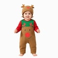 thumbnail image 1 of NOLDARES Newborn Infant Girl Romper Christmas Long Sleeve Baby Jumpsuit Onesie Clothes Hat Fall Winter Outfits,A1133-Brown, 1 of 7