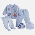 thumbnail image 1 of NOLDARES Newborn Layette Gift Set 5Piece Baby Boy Girl Clothes Bodysuits, Pants Essentials and Accessories Outfits(A085-Blue), 1 of 4
