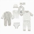 thumbnail image 1 of NOLDARES Newborn Layette Gift Set 8Piece Baby Boy Girl Clothes Bodysuits, Pants Essentials and Accessories Outfits(A090-Grey), 1 of 7