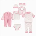 thumbnail image 1 of NOLDARES Newborn Layette Gift Set 8Piece Baby Boy Girl Clothes Bodysuits, Pants Essentials and Accessories Outfits(A090-Pink), 1 of 7