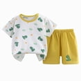 thumbnail image 1 of NOLDARES Newborn Toddler Baby Boy Outfits 2 Pieces Round Neck Short Sleeve Tee Casual Pocket Rolled Shorts Truck Dino Graphic Clothes(White,9-18 M), 1 of 4