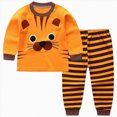 thumbnail image 1 of NOLDARES Outfit for Toddler Boys Long Sleeve Print Crewneck Top Elastic Waist Pants 2 Piece Casual Winter Clothing Set Size:18-24 M,Orange, 1 of 5