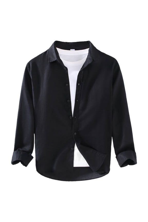 Oxford Dress Shirts for Men Long Sleeve Casual Button Up Shirts Oxford Shirts for Men Dress Shirts with Pocket(Black,XL)