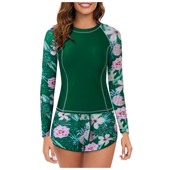 NOLDARES Piece Rash Guard - Long Sleeve Swimsuit Bathing Suits with High Waisted Bottom Swim Top UV UPF 50+(H,S)