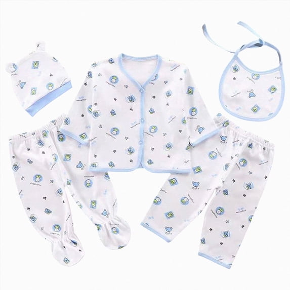 NOLDARES Preemie Newborn Baby Boy Girl Clothes Infant Clothing Romper Pant Outfits Set Layette Essentials 5 Pieces Set(A088-Blue)
