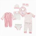 thumbnail image 1 of NOLDARES Preemie Newborn Baby Boy Girl Clothes Infant Clothing Romper Pant Outfits Set Layette Essentials 8 Pieces Set(A091-Pink), 1 of 8