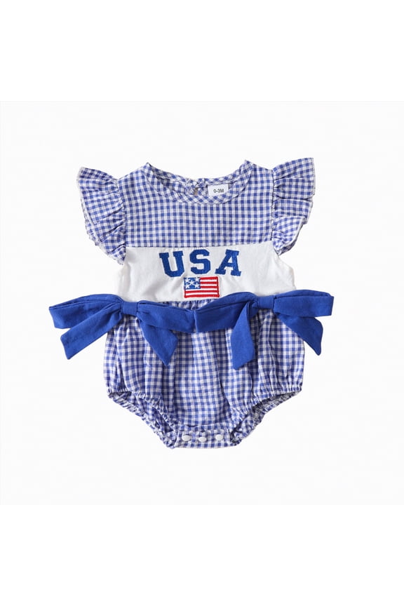 Preemie Newborn Baby Girl Clothes Infant Cotton Romper Summer Outfit for Girls Ruffle Sleeve Bodysuit Jumpsuit(Blue,6-12 Months)