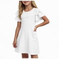 thumbnail image 1 of NOLDARES Princess Dress With Girls Birthday Party Toddler Ruffle Sleeve Fancy Outfit Gift(White,4-5 Years), 1 of 8