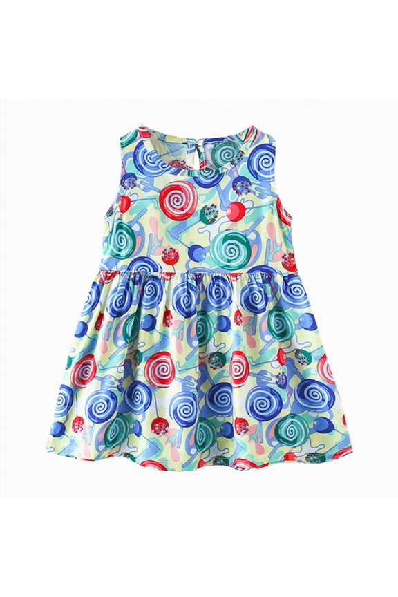 Princess Dress With Girls Birthday Party Toddler Ruffle Sleeveless Fancy Outfit Gift(Blue,4-5 Years)