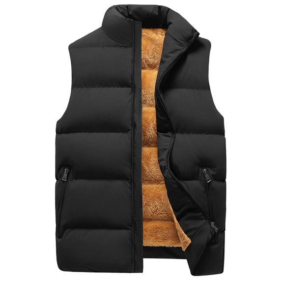 NOLDARES Puffer Vest for Men Quilted Winter Padded Sleeveless Jackets Gilet for Casual Work Travel Outdoor(Black,5XL)