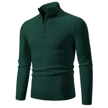 NOLDARES Men's Quarter Zip Sweaters Classic Fit Lightweight Casual Neck Pullover Sweaters for Men(Green,3XL)