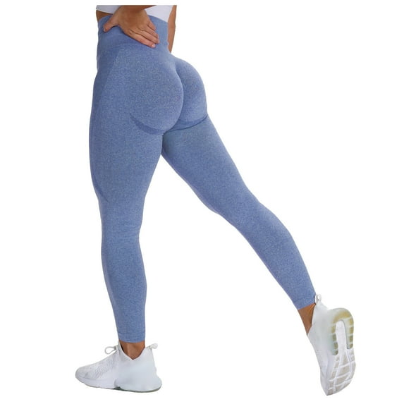 NOLDARES Seamless Leggings for Women High Waist Yoga Pants, Scrunch Butt Lifting Elastic Tights(Light blue,L)