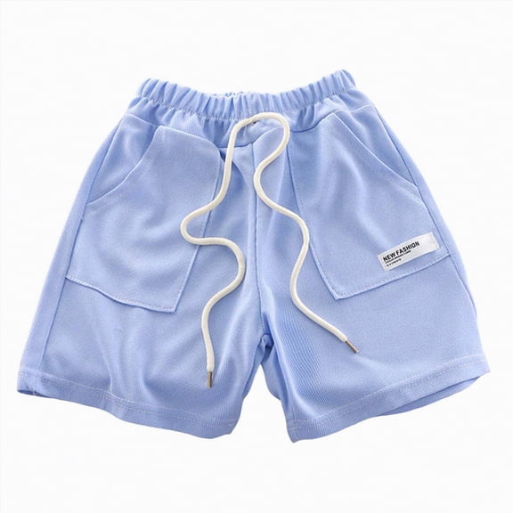 NOLDARES Shorts for Toddler Boy Pull On Short Elastic Waistband Boys Summer Active Shorts with Pockets Clothes(Blue,2-3 Years)