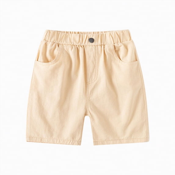 NOLDARES Shorts for Toddler Boy Pull On Short Elastic Waistband Boys Summer Active Shorts with Pockets Clothes(Khaki,3-4 Years)