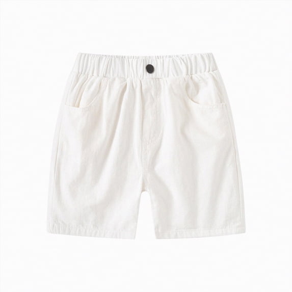 NOLDARES Shorts for Toddler Boy Pull On Short Elastic Waistband Boys Summer Active Shorts with Pockets Clothes(White,4-5 Years)