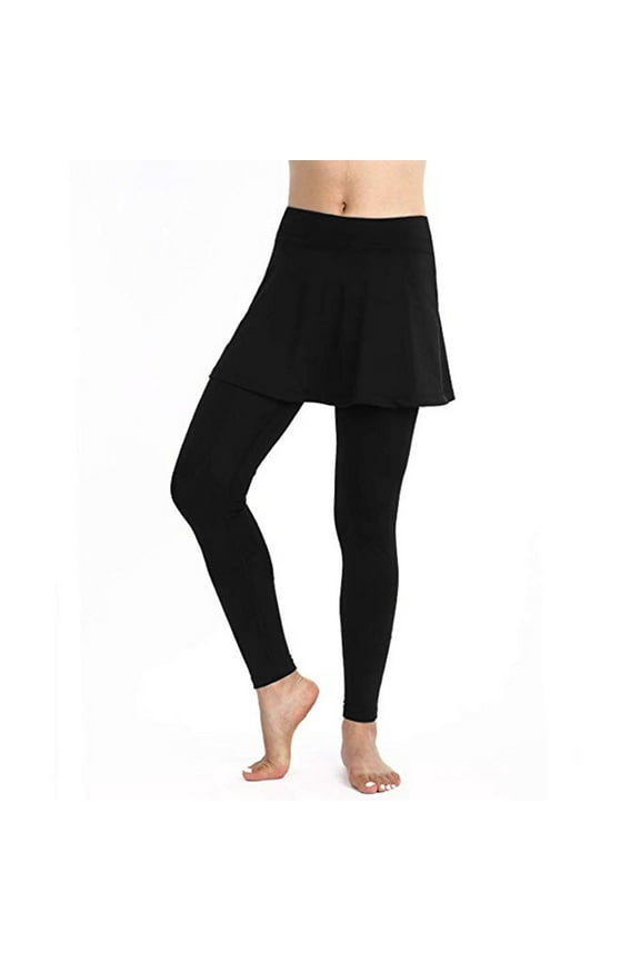 Skirted Leggings for Women, Cotton Ballet Pants for Dance, Yoga, Workout, Running, Exercise(Black,L)