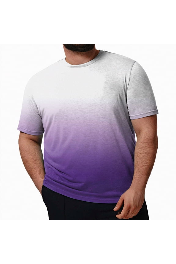 Summer Men's Summer Graphic T-Shirts Crewneck Short Sleeve Beachwear(Purple,6XL)