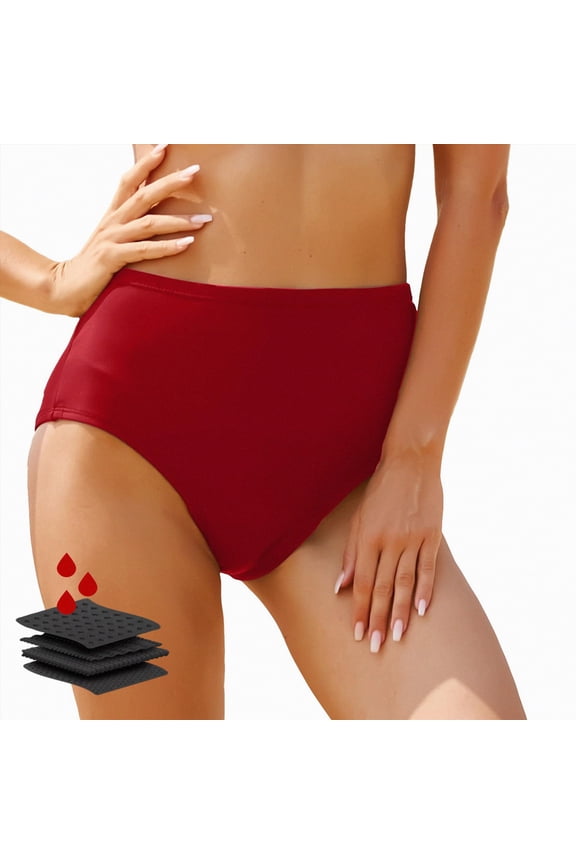 Swimsuit Bottoms for Women - High Waisted Bikini Bottoms Side Tummy Control Bathing Suit Bottom(Red,XXL)