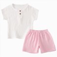 thumbnail image 1 of NOLDARES Toddler Baby Boy Clothes Cute Outfit Striped T-Shirt with Leather Tag + Short Set 3 Months-3 Years Blazer,18-24 M, 1 of 6