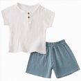 thumbnail image 1 of NOLDARES Toddler Baby Boy Clothes Cute Outfit Striped T-Shirt with Leather Tag + Short Set 3 Months-3 Years Blazer,2-3 Y, 1 of 6
