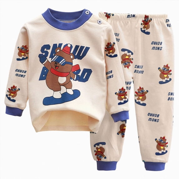 NOLDARES Toddler Baby Boy Clothes Long Sleeve Sweatshirt Top Pants Set Infant Fall Winter Outfits(M255-Blue)