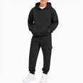 thumbnail image 1 of NOLDARES Toddler Baby Boy Fall Clothes Long Sleeve Hoodie Sweatshirts Pants Set Infant Winter Outfits(T017-Black), 1 of 6