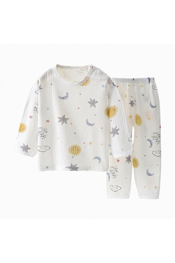 Toddler Baby Boy Fall Clothes Long Sleeve Sweatshirts Pants Set Infant Winter Outfits(M546-White)