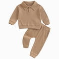 thumbnail image 1 of NOLDARES Toddler Baby Boy Fall Winter Clothes 2pcs Long Sleeve T-Shirt Pocket Joggers Pants Cotton Graphic Outfits Casual Clothing(Coffee,18-24 M), 1 of 6