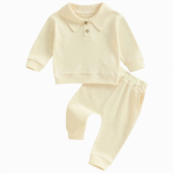NOLDARES Toddler Baby Boy Fall Winter Clothes 2pcs Long Sleeve T-Shirt Pocket Joggers Pants Cotton Graphic Outfits Casual Clothing(Yellow,12-18 M)