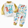 thumbnail image 1 of NOLDARES Toddler Baby Boy Fall Winter Outfit Print Long Sleeve Sweatshirt Solid Jogger Pant Set Spring Clothes Size:3-4 Y,Light Yellow, 1 of 4