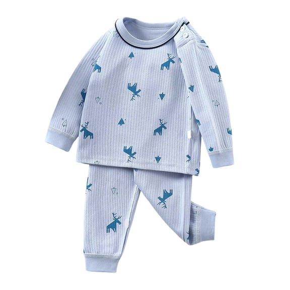 NOLDARES Toddler Baby Boy Girl Clothes Long Sleeve Print Sweatshirt Tops and Pants 2Pcs Fall Winter Outfits(Dark Blue,3-4 Y)
