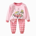 thumbnail image 1 of NOLDARES Toddler Baby Boy Girl Fall Winter Outfit Checkered Patchwork Long Sleeve Sweatshirt Pullover Tops Jogger Pants 2Pcs Clothes Set Size:3-4 Y,Pink, 1 of 5