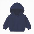 thumbnail image 1 of NOLDARES Toddler Baby Boy Girl Hoodies Solid Color Long Sleeve Kangaroo Pocket Hooded Sweatshirt Top Fall Winter Clothes(N009-Navy), 1 of 4