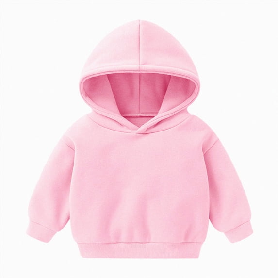 NOLDARES Toddler Baby Boy Girl Hoodies Solid Color Long Sleeve Kangaroo Pocket Hooded Sweatshirt Top Fall Winter Clothes(N009-Pink)