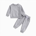 thumbnail image 1 of NOLDARES Toddler Baby Boy Girl Outfits 2Pcs Long Sleeve Cute Print Graphic Round Neck Sweatshirt Jogger Pants Casual Warm Clothes Set Size:12-18 M,Light Gray, 1 of 5