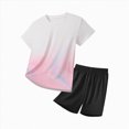thumbnail image 1 of NOLDARES Toddler Baby Boy Outfit Short Sleeve Crew Neck Shirt and Plaid Elastic Waist Shorts Set Infant Summer Clothes Blazer,5-6 Y, 1 of 4