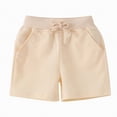 thumbnail image 1 of NOLDARES Toddler Baby Boy Solid Color Shorts Elastic Waist Casual Short Trousers Spring Summer Fall Short Pants(Beige,3-4 Years), 1 of 9