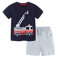 thumbnail image 1 of NOLDARES Toddler Baby Boy Summer Clothes 2T 3T 4T 5T Boys Outfit Letter Truck Short Sleeve T-Shirt Tops + Shorts Set(Navy,4-5 Years), 1 of 7